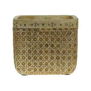 VASO DECORATIVO CIMENTO PALHA 15x13cm