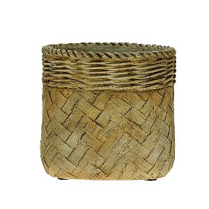 VASO DECORATIVO CIMENTO PALHA 15x14cm