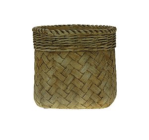 VASO DECORATIVO CIMENTO PALHA 17x16cm