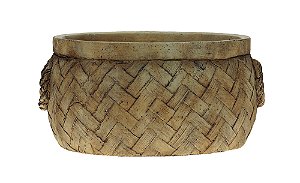 VASO DECORATIVO CIMENTO PALHA 20x19x10cm