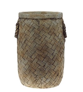 VASO DECORATIVO CIMENTO PALHA 17x16x24cm