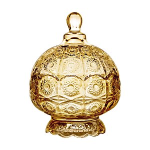 POTICHE DECORATIVO C/PÉ CRISTAL DE CHUMBO SUN ÂMBAR 11x15cm