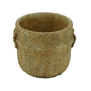 VASO DECORATIVO CIMENTO PALHA 16x15x13cm