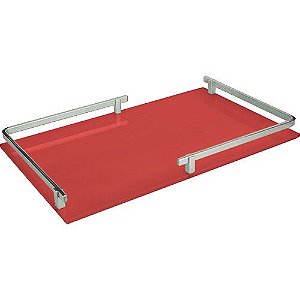 BANDEJA COSMOPOLITAN RETANGULAR VIDRO ALCA ACO INOX 50X30X4
