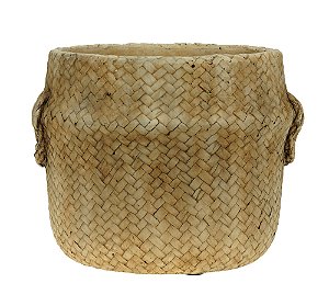 VASO DECORATIVO CIMENTO PALHA 20x19x16cm