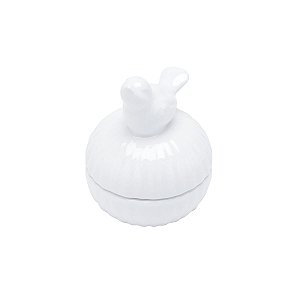 POTICHE C/PÁSSARO DE CERÂMICA PEARL BRANCO 7,5x10cm