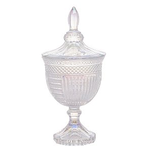 POTICHE DECORATIVO C/PÉ CRISTAL CHUMBO SANTORINI 11,5x24,5cm