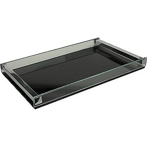 BANDEJA COSMOPOLITA RETANGULAR VIDRO ALCA ACO INOX 40X25X4CM