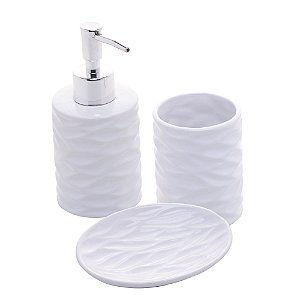CJ 3PC P/BANHEIRO DE CERÂMICA CANNES BRANCO
