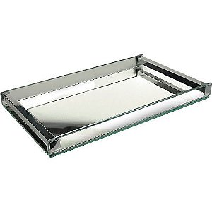 BANDEJA COSMOPOLITA RETANGULAR ESPELHO ALCA ACO INOX 50X30X4