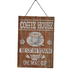 PLACA DECORATIVA COFFEE HOUSE EM FERRO L28XP0,05XA40CM