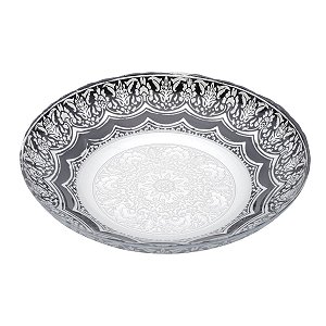 CENTRO MESA DECORATIVO DE VIDRO PÁDUA PRETO E CINZA 40x7,5cm