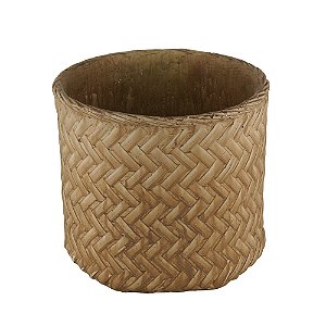 VASO DECORATIVO CIMENTO TRANÇADO PALHA 26x25x23cm