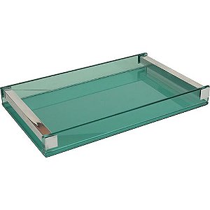 BANDEJA COSMOPOLIT RETANGULAR VIDRO ALCA ACO INOX 40X25X4CM