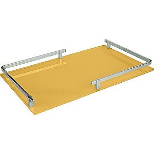 BANDEJA COSMOPOLIT RETANGULAR VIDRO ALCA ACO INOX 40X25X4CM
