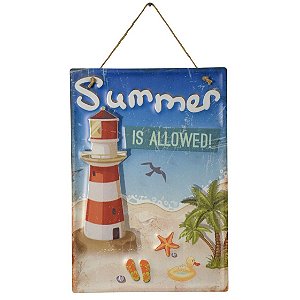 PLACA DECORATIVA BEACH SUMMER EM FERRO L28XP0,05XA40CM