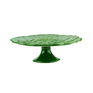 PRATO P/BOLO PORCELANA C/PÉ ROSY VERDE 30x9cm
