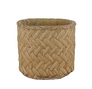 VASO DECORATIVO CIMENTO TRANÇADO PALHA 17x15cm