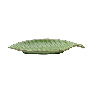 PRATO DECORATIVO DE CERÂMICA BANANA LEAF VERDE 26,5x8x2,5cm