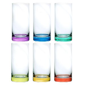 JG 6 COPOS ALTOS BARWARE CRISTAL ECOLOGICO COLORIDO 350ml
