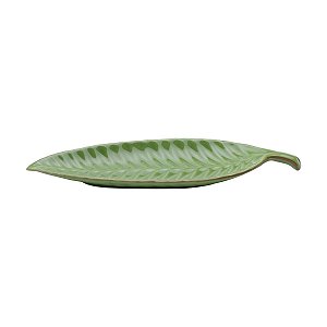PRATO DECORATIVO DE CERÂMICA BANANA LEAF VERDE 36x10x3cm