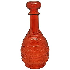 GARRAFA VIDRO COM TAMPA MARROCO LARANJA 12 X 27 CM