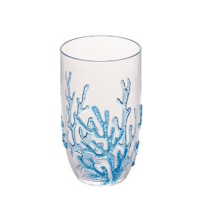 CJ 6 COPOS ALTOS ACRÍLICO CORAL AZUL 650ml