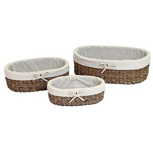 JG 3 CESTAS FIBRA NATURAL C/TECIDO 42X25X13/34X20X11/27X15X9
