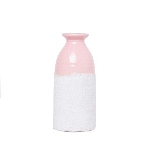 VASO DECORATIVO PORCELANA ROSA/CINZA 7x15cm