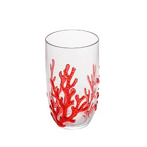CJ 6 COPOS ALTOS ACRÍLICO CORAL VERMELHO 650ml