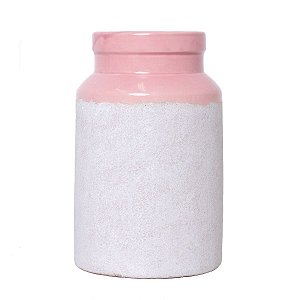 VASO DECORATIVO PORCELANA ROSA/CINZA 15x30cm