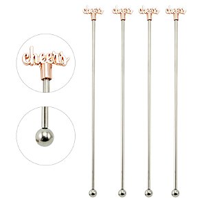 CJ MISTURADORES DRINK 4 PECAS ACO INOX 10X2X22CM COBRE