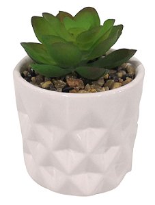 VASO SUCULENTA OPTIC CERAMICA E PLASTICO 7,5X10CM BRANCA