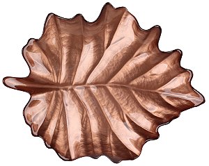 BOWL FOLHAGEM EM VIDRO L43XP34,5XA6CM COR COBRE