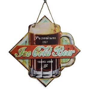 PLACA DECORATIVA BEER ICE EM FERRO L24,5XP0,05XA25,5CM