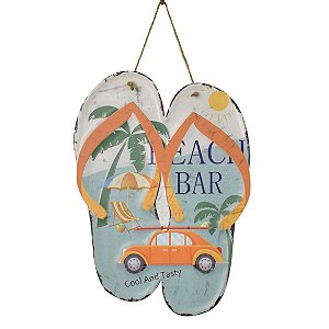 PLACA DECORATIVA BEACH FLOPS EM FERRO L29XP0,05XA40CM