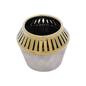 VASO DECORATIVO CERÂMICA DOURADO/MARROM 14x12cm