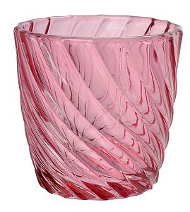 PORTA VELA ONDA EM VIDRO D7,5XA7,5CM COR ROSA