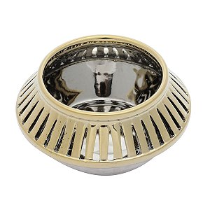 VASO DECORATIVO CERÂMICA DOURADO/MARROM 16x8cm
