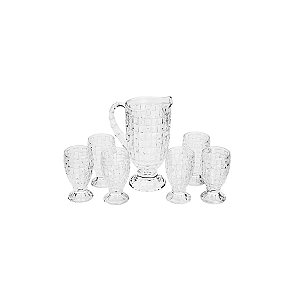 CJ 7 PCS DE CRISTAL DE CHUMBO 1 JARRA 1,35l E 6 TAÇAS 225ml