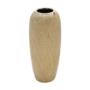 VASO DECORATIVO CERÂMICA DOURADO 15x35cm