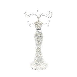 SUPORTE P/ BIJUTERIAS EM FORMA DE MANEQUIM DE METAL CREME