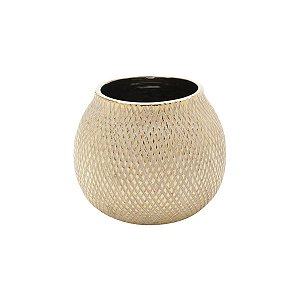 VASO DECORATIVO CERÂMICA DOURADO 16x13cm