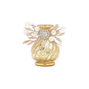 VASINHO BEADED FLOWER DOURADO 6CMØ X 9CM