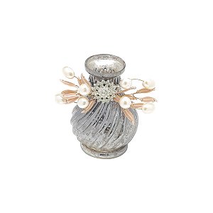 VASINHO BEADED FLOWER FUMÊ 6CMØ X 9CM