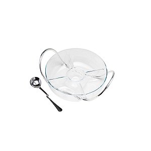 SALADEIRA AÇO INOX C/CONCHA P/MOLHO E 5 DIVISÕES NAPOLI 28CM