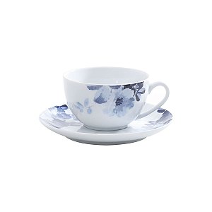 CJ 6 XÍCARAS DE PORCELANA P/CHÁ C/PIRES LIMOGES EDEN BLEU 200ml
