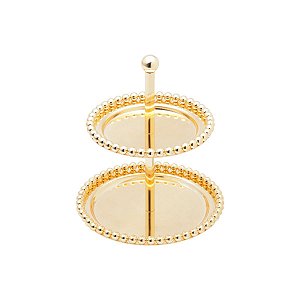 PORTA DOCES 2 ANDARES DE ZAMAC BALLS DOURADO 11/13,5x17cm