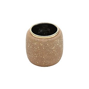 VASO DECORATIVO CERÂMICA DOURADO/TERRACOTA 15x15cm