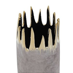 VASO DECORATIVO CERÂMICA DOURADO/MARROM 13x23cm